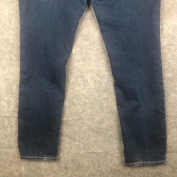 Ariya Jeans Women 13/14 Straight Leg Mid Rise Dark Blue Stretch Embroidered - Picture 10 of 10